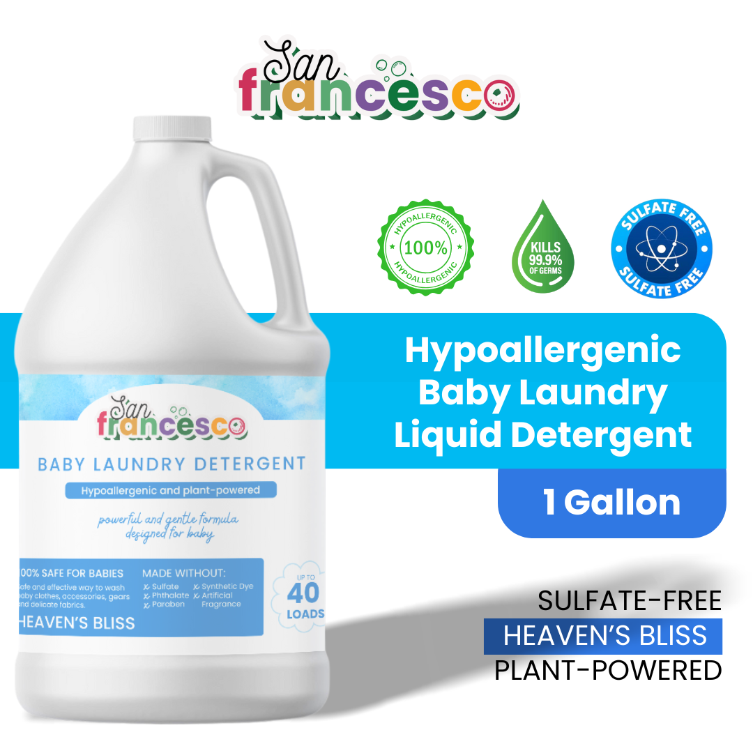 [ HYPOALLERGENIC LIQUID DETERGENT ] 1 Gallon San Francesco Hypoallergenic Baby Liquid Detergent for Baby Clothes Baby Detergent Hypoallergenic Baby Liquid Laundry Detergent Baby Laundry Liquid Detergent for Sensitive Skin Baby Detergent Hypoallergenic