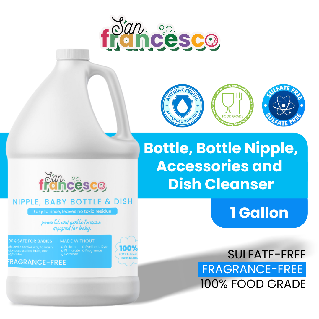 [ BABY BOTTLE CLEANSER ] 1 Gallon San Francesco Fragrance-Free Baby Bottle Nipple Accessories and Dish Cleanser Feeding Bottle Cleanser Baby Bottle Care Baby Bottle Cleaner Cleaning Bottle Baby Essentials 1Liter Bottle Cleanser