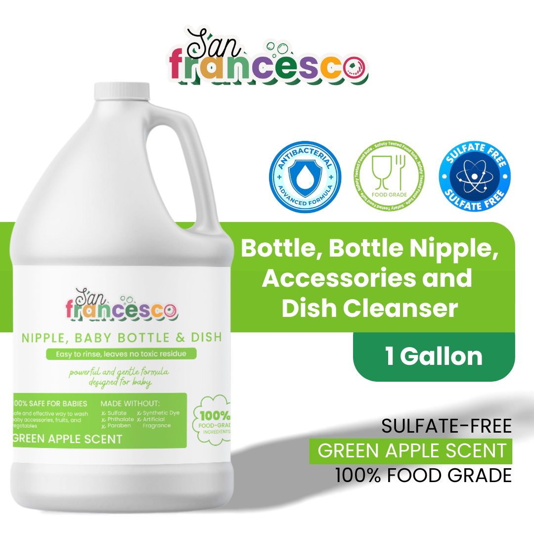 [ BABY BOTTLE CLEANSER ] 1 Gallon San Francesco Fragrance-Free Baby Bottle Nipple Accessories and Dish Cleanser Feeding Bottle Cleanser Baby Bottle Care Baby Bottle Cleaner Cleaning Bottle Baby Essentials 1Liter Bottle Cleanser