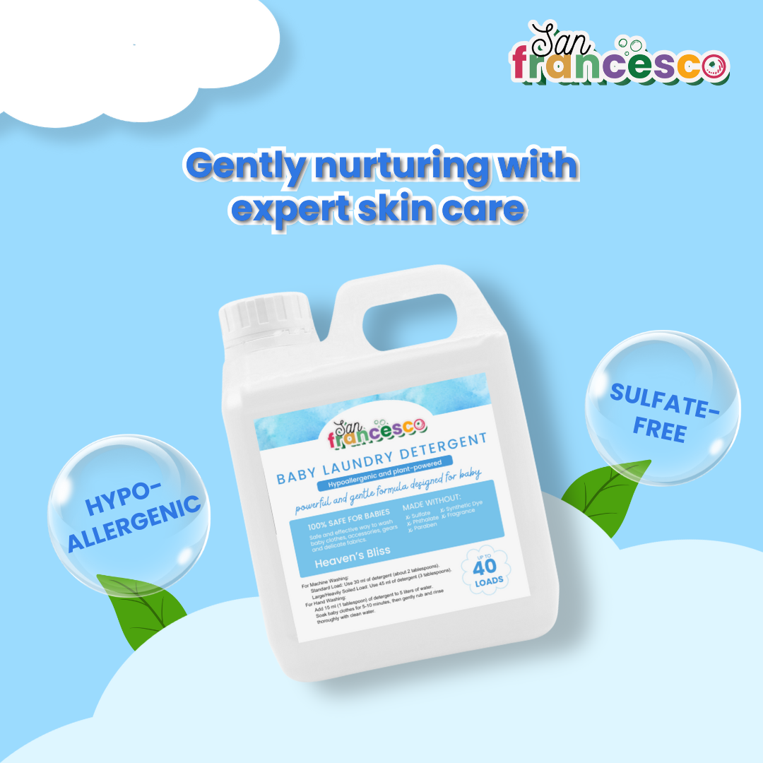 [ HYPOALLERGENIC LIQUID DETERGENT ] 1 Gallon San Francesco Hypoallergenic Baby Liquid Detergent for Baby Clothes Baby Detergent Hypoallergenic Baby Liquid Laundry Detergent Baby Laundry Liquid Detergent for Sensitive Skin Baby Detergent Hypoallergenic