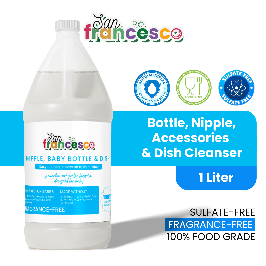 [ BABY BOTTLE CLEANSER ] 1 Liter San Francesco Fragrance-Free Baby Bottle Nipple Accessories and Dish Cleanser Feeding Bottle Cleanser Baby Bottle Care Baby Bottle Cleaner Cleaning Bottle for Baby Essentials 1Liter Bottle Cleanser