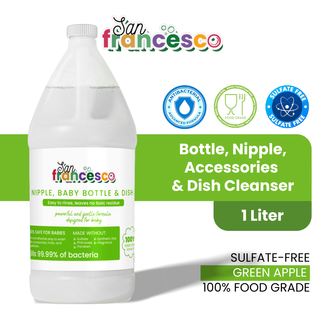[ BABY BOTTLE CLEANSER ] 1 Liter San Francesco Fragrance-Free Baby Bottle Nipple Accessories and Dish Cleanser Feeding Bottle Cleanser Baby Bottle Care Baby Bottle Cleaner Cleaning Bottle for Baby Essentials 1Liter Bottle Cleanser